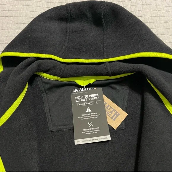 Alaskan HardGear by Duluth Trading Men's Fleece Hooded Black Full Zip Vest Large - Picture 4 of 9